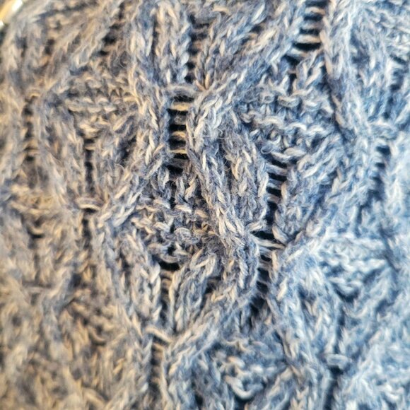 Jeanne Pierre Lovely Round Neck, Heather Blue Cable Knit Sweater - Size L - Picture 3 of 10